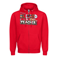 Red blessed teacher Zipper Hoodie - AdoDesignShop