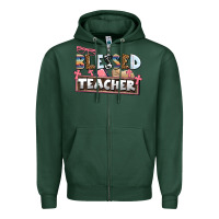 Sports Green blessed teacher Zipper Hoodie - AdoDesignShop