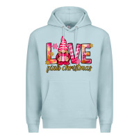 Blue Mist love pink christmas gnome Premium Hoodie - NancyCooperArtShop