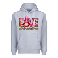 Heather Grey love pink christmas gnome Premium Hoodie - NancyCooperArtShop