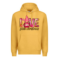 Mustard love pink christmas gnome Premium Hoodie - NancyCooperArtShop