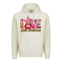 Oatmeal Heather love pink christmas gnome Premium Hoodie - NancyCooperArtShop