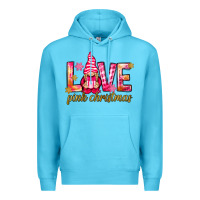 Ocean Blue love pink christmas gnome Premium Hoodie - NancyCooperArtShop