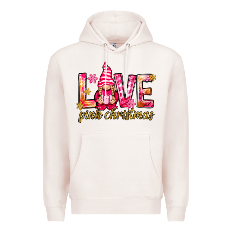 Love Pink Christmas Gnome Premium Hoodie by NancyCooperArtShop | Teevron