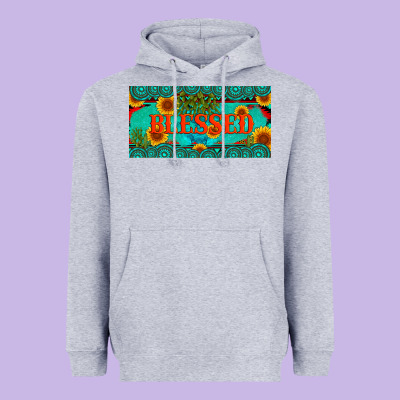 Blessed Turquoise Gemstone Cactus And Sunflower Licanse Plate Heavyweight Hoodie Designed By Artiststas