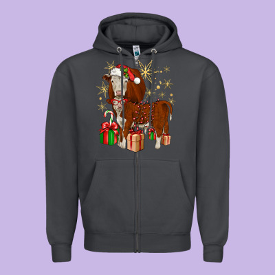 Christmas Hereford Zipper Hoodie Designed By Jahusdesignshop