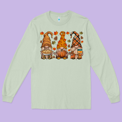 Fall Gnome Long Sleeve Tee Designed By Hra Design Shop