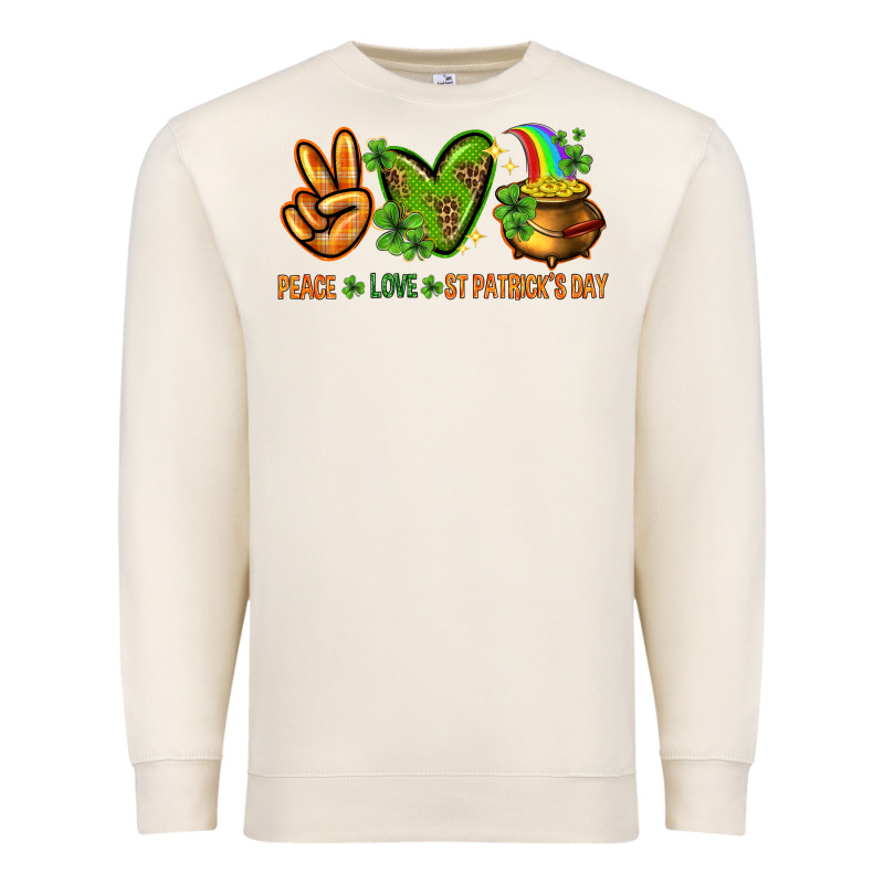 Peace Love St Patricks Day Premium Sweatshirt by NancyCooperArtShop | Teevron