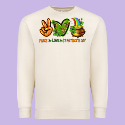 Peace Love St Patricks Day Premium Sweatshirt Designed By Nancycooperartshop