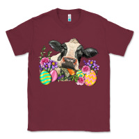Burgundy Happy Easter Cow Easter Day Classic Tee - Neo Western