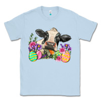 Dusty Blue Happy Easter Cow Easter Day Classic Tee - Neo Western