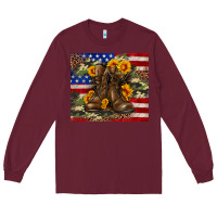 Burgundy Army USA lag leopard camouflage sunflower 20oz Long Sleeve Tee - Neo Western