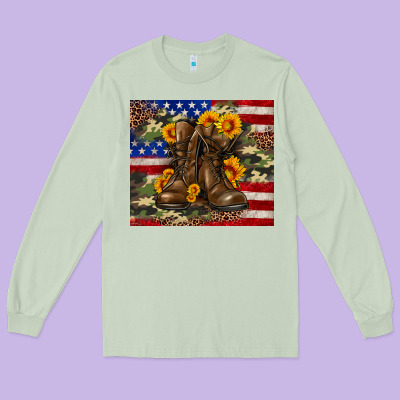 Army Usa Lag Leopard Camouflage Sunflower 20oz Long Sleeve Tee Designed By Neo Western