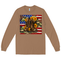 Toasted Coconut Army USA lag leopard camouflage sunflower 20oz Long Sleeve Tee - Neo Western