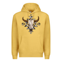 Antique Gold bull skull with aztec Premium Hoodie - MaliasSmallBusiness