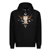 Black bull skull with aztec Premium Hoodie - MaliasSmallBusiness