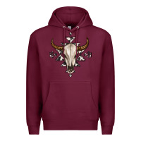Burgundy bull skull with aztec Premium Hoodie - MaliasSmallBusiness