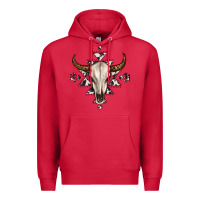 Cardinal bull skull with aztec Premium Hoodie - MaliasSmallBusiness