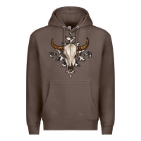 Coffee bull skull with aztec Premium Hoodie - MaliasSmallBusiness