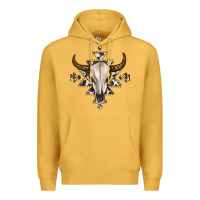 Mustard bull skull with aztec Premium Hoodie - MaliasSmallBusiness
