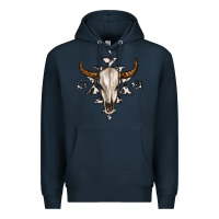 Navy bull skull with aztec Premium Hoodie - MaliasSmallBusiness