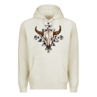 Oatmeal Heather bull skull with aztec Premium Hoodie - MaliasSmallBusiness