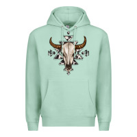 Seafoam bull skull with aztec Premium Hoodie - MaliasSmallBusiness