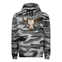 Slate Camo bull skull with aztec Premium Hoodie - MaliasSmallBusiness