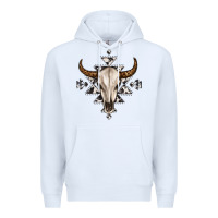 White bull skull with aztec Premium Hoodie - MaliasSmallBusiness