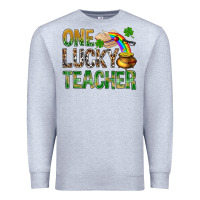 Heather Grey one lucky teacher st patricks Premium Sweatshirt - NancyCooperArtShop