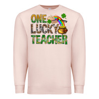 Pale Pink one lucky teacher st patricks Premium Sweatshirt - NancyCooperArtShop