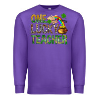 Purple one lucky teacher st patricks Premium Sweatshirt - NancyCooperArtShop