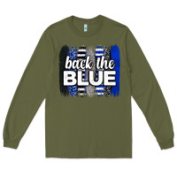 Army Green Back the blue brushstrokes Long Sleeve Tee - Neo Western