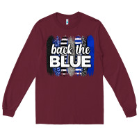 Burgundy Back the blue brushstrokes Long Sleeve Tee - Neo Western