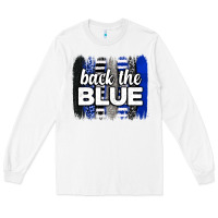 White Back the blue brushstrokes Long Sleeve Tee - Neo Western