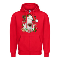 Red christmas heifer Zipper Hoodie - JahusDesignShop