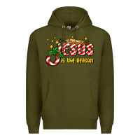 Army Green jesus is the reason with christmas candy ado Premium Hoodie - AdoDesignShop