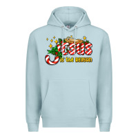 Blue Mist jesus is the reason with christmas candy ado Premium Hoodie - AdoDesignShop
