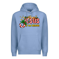 Colony Blue jesus is the reason with christmas candy ado Premium Hoodie - AdoDesignShop