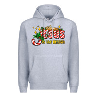 Heather Grey jesus is the reason with christmas candy ado Premium Hoodie - AdoDesignShop