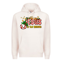 Pale Pink jesus is the reason with christmas candy ado Premium Hoodie - AdoDesignShop