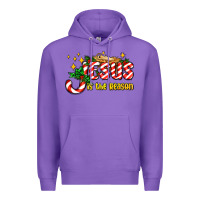 Purple jesus is the reason with christmas candy ado Premium Hoodie - AdoDesignShop