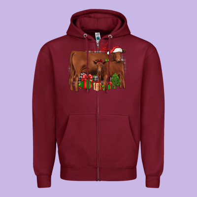 Christmas Gelbvieh Zipper Hoodie Designed By Jahusdesignshop