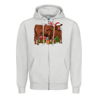 Dove Grey Christmas Gelbvieh Zipper Hoodie - JahusDesignShop