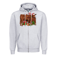 Heather Grey Christmas Gelbvieh Zipper Hoodie - JahusDesignShop