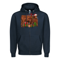 Navy Christmas Gelbvieh Zipper Hoodie - JahusDesignShop