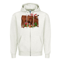 Oatmeal Heather Christmas Gelbvieh Zipper Hoodie - JahusDesignShop