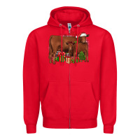 Red Christmas Gelbvieh Zipper Hoodie - JahusDesignShop