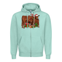 Seafoam Christmas Gelbvieh Zipper Hoodie - JahusDesignShop