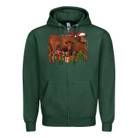 Sports Green Christmas Gelbvieh Zipper Hoodie - JahusDesignShop